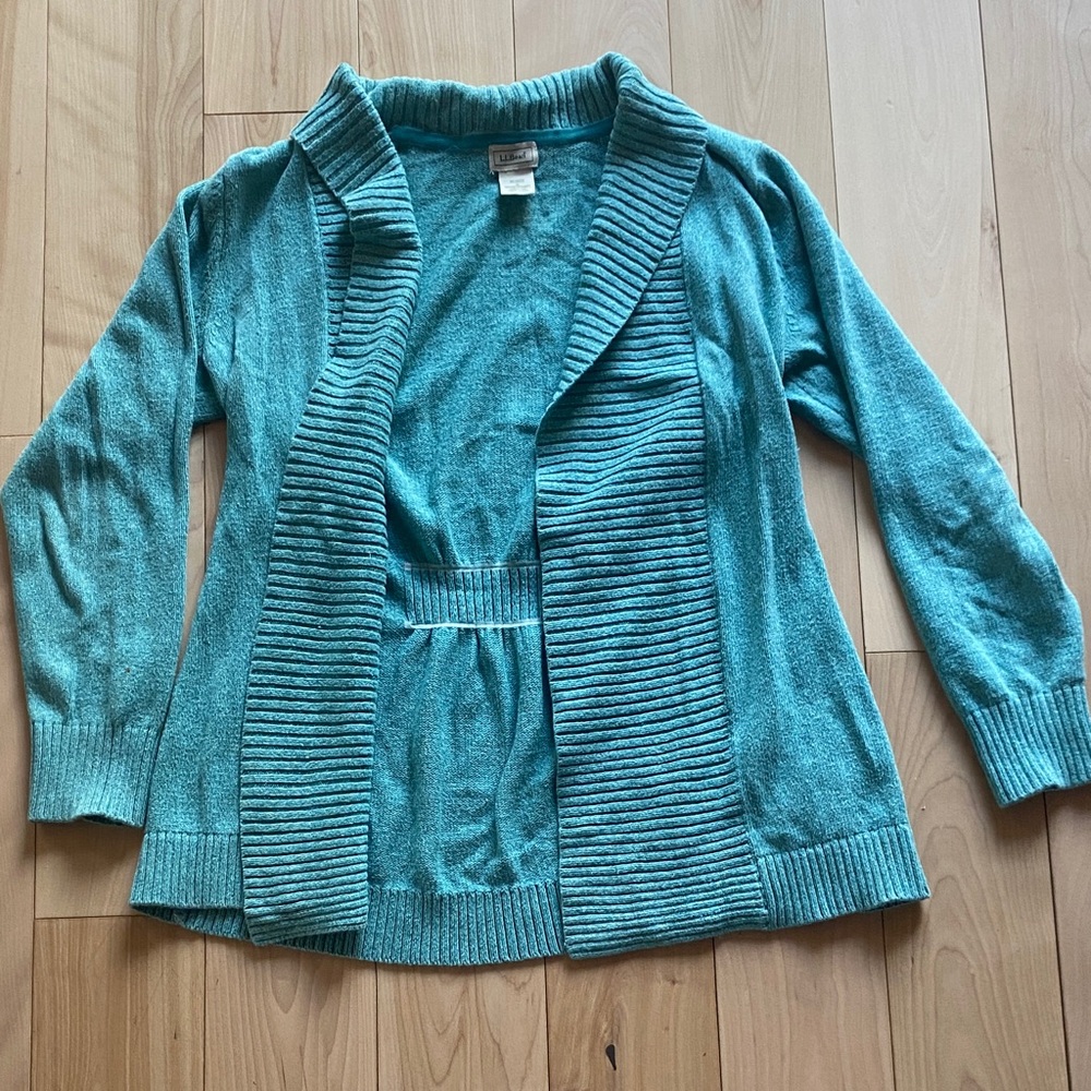 L.L. Bean Teal Ribbed Cardigan